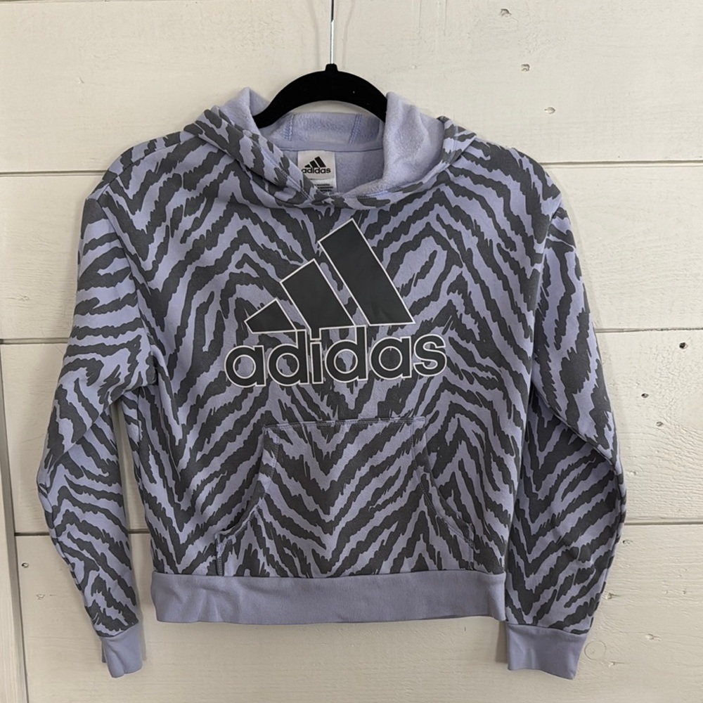 adidas Kids Gray and Black Zebra Hoodie